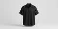 Black linen summer button-up shirt, front view